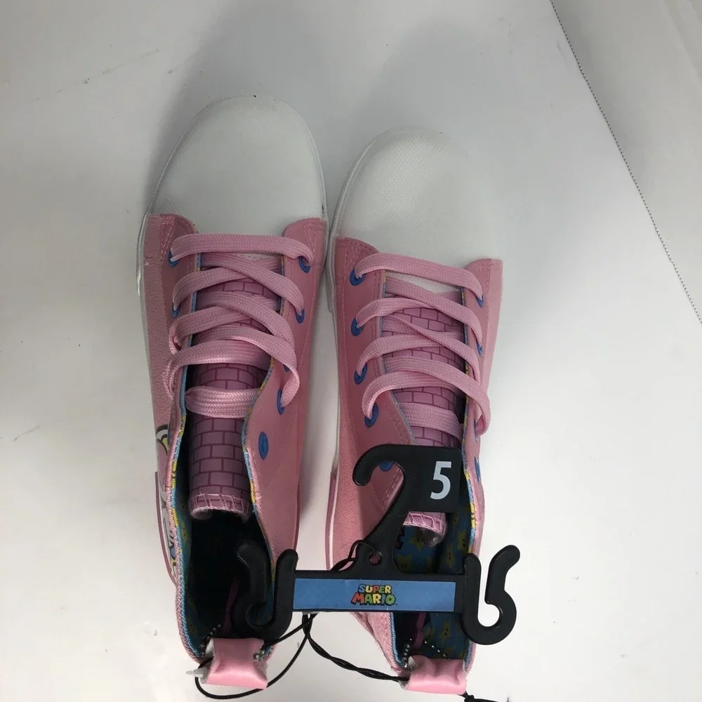 Nintendo Super Mario Princess Peach Pink High Top‎ Sneakers Girls Size 5